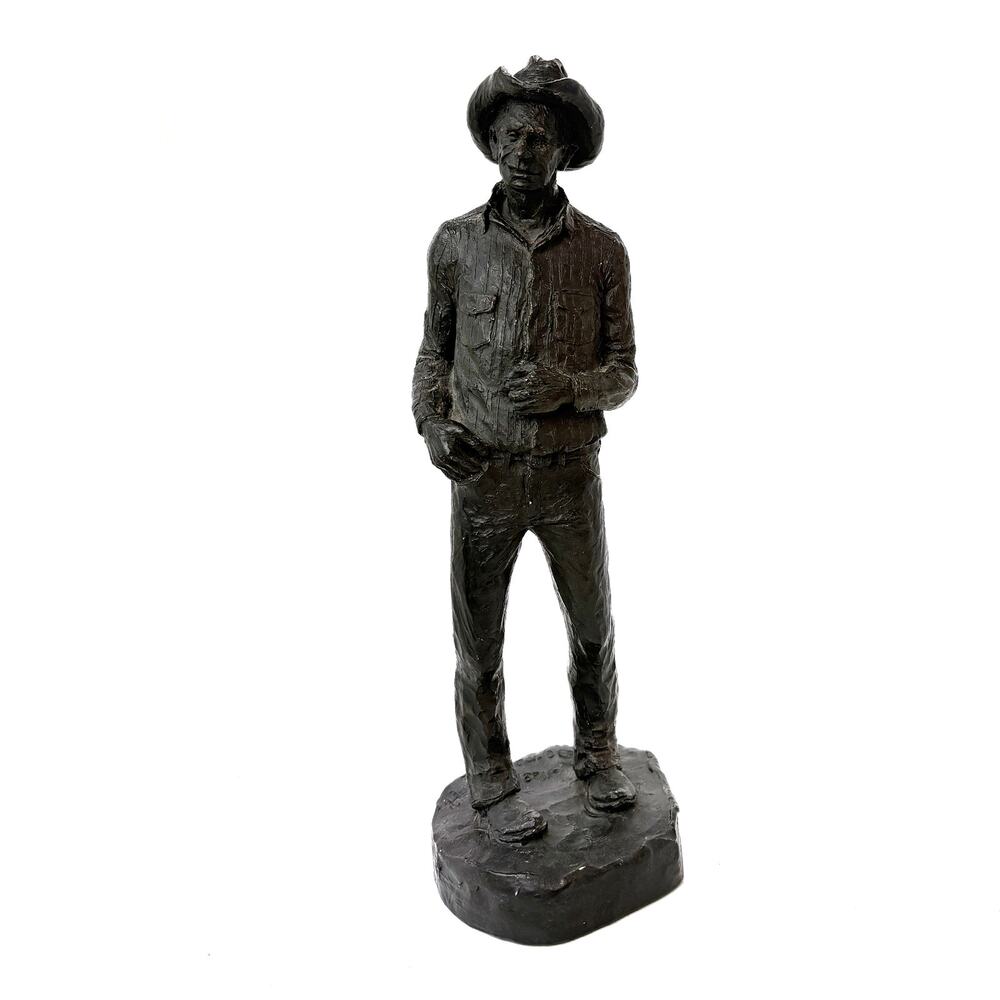 Vintage Michael Garman Productions Signed Cowboy Statue Cold Cast Bronze 12 In